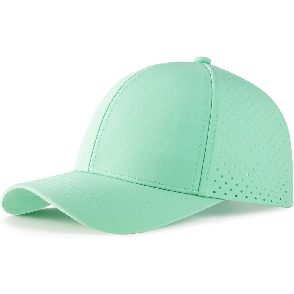 Men Baseball Cap Light Green Camouflage Laser Cut Mesh Ball Curved Brim Hat